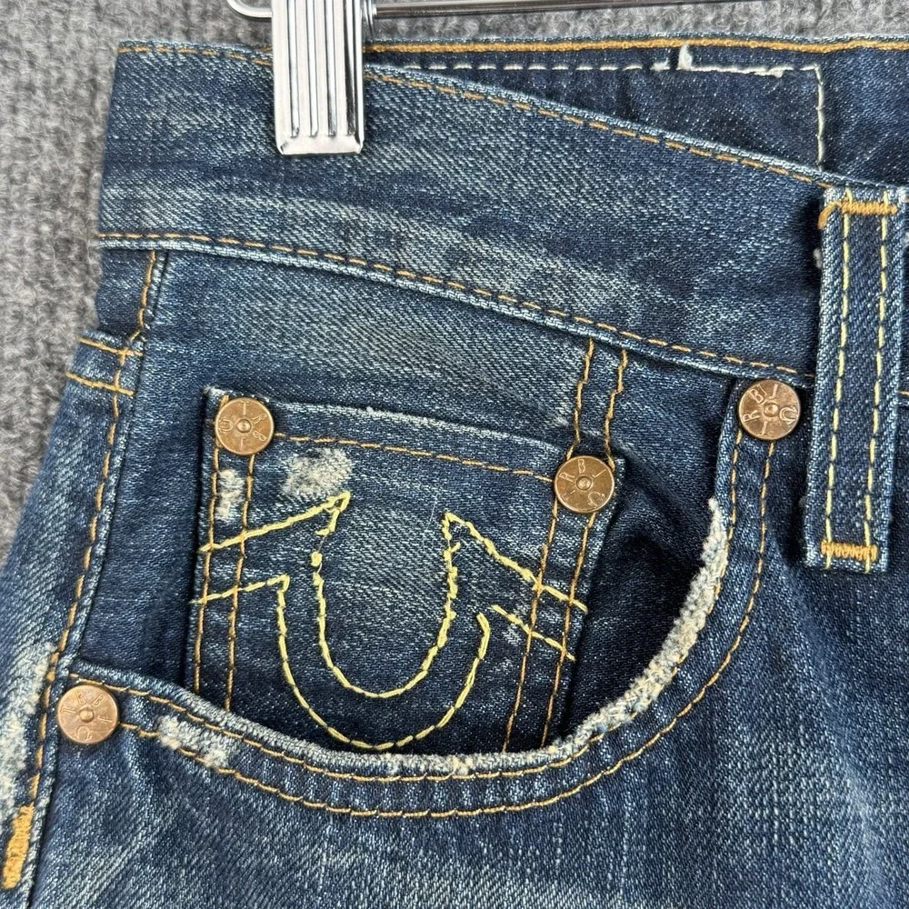 True Religion Geno Jeans Mens 29x32 Blue Denim Geno USA Distressed Selvedge NWT